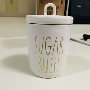 Rae Dunn Sugar Rush White & Gold Jar With Lid